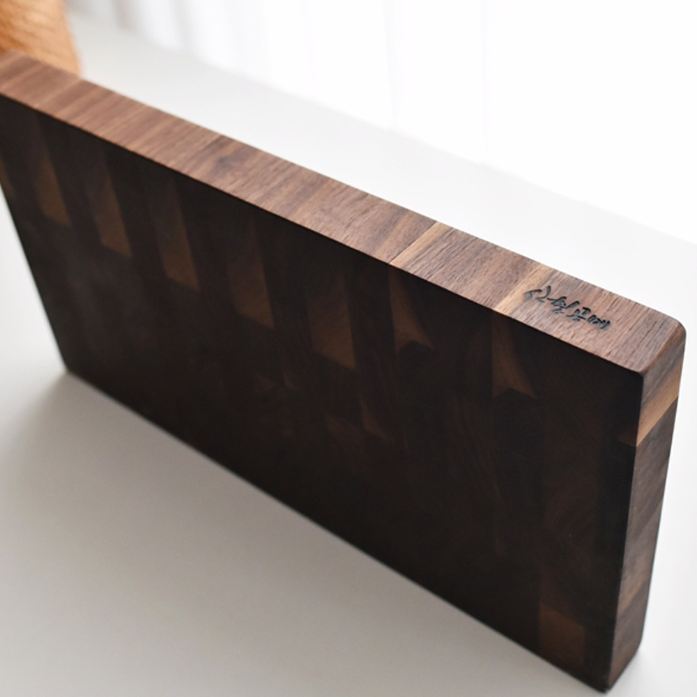 신현공예 월넛 호두 통원목 우드 주방 수제 양면 플레이팅 사각 대형 엔드그레인 나무도마