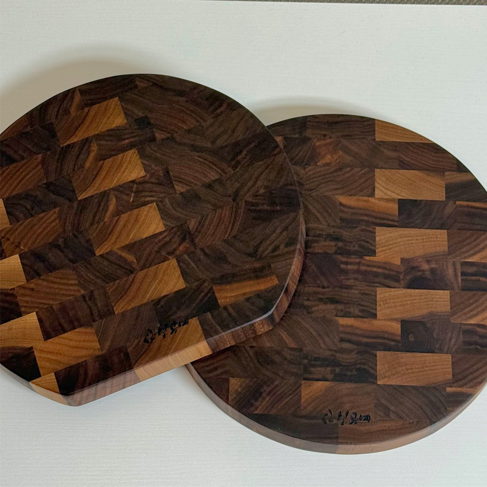 신현공예 월넛 호두 통원목 우드 주방 수제 양면 플레이팅 사각 대형 엔드그레인 나무도마